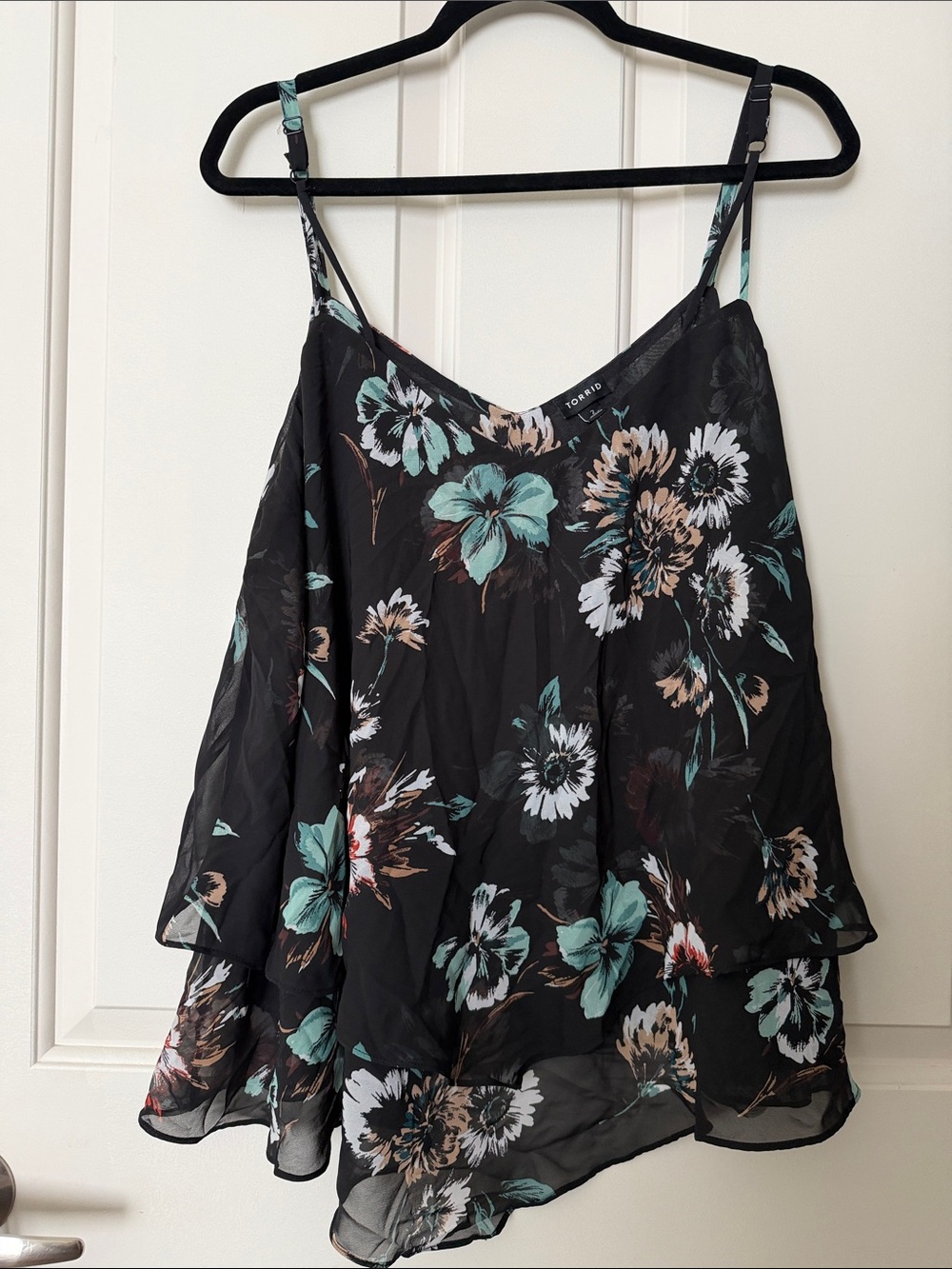 Topshop Black Floral Layered Spaghetti-Strap Camisole